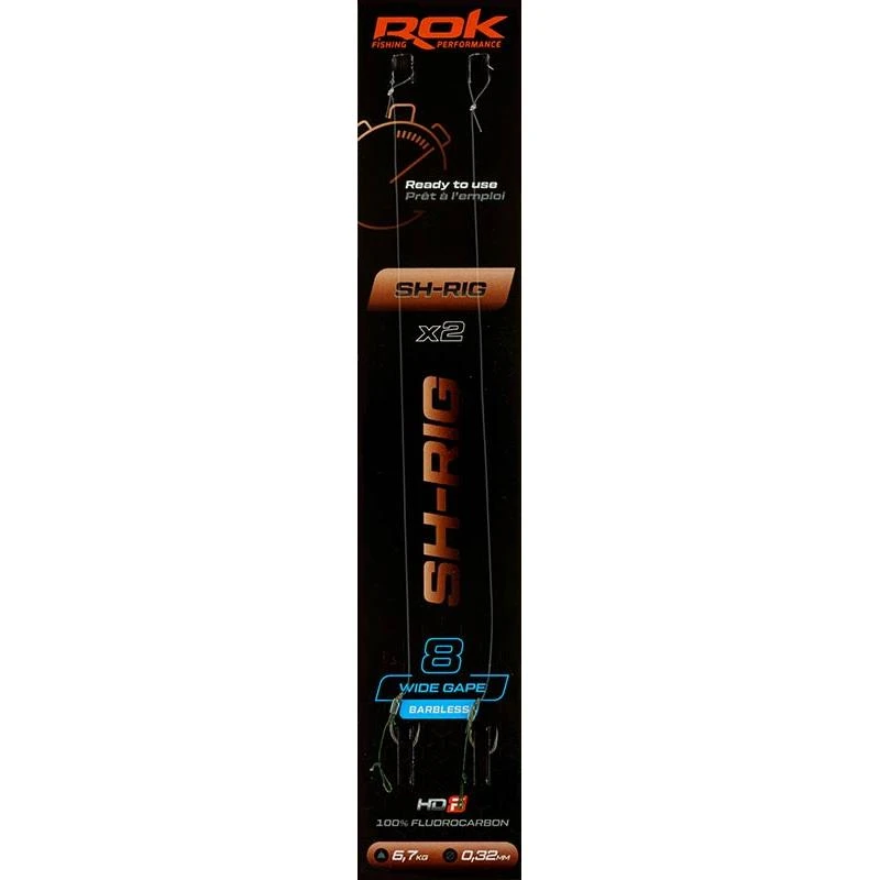 BAS DE LIGNE ROK FISHING SH RIG WIDE GAPE BARBLESS - PAR 2