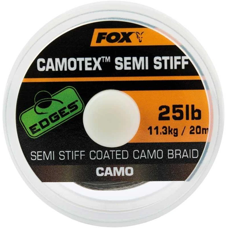 TRESSE A BAS DE LIGNE GAINEE FOX EDGES CAMOTEX SEMI STIFF CAMO - 20M